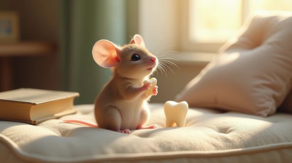 Célébrer la petite souris pour une dent tombée avec joie